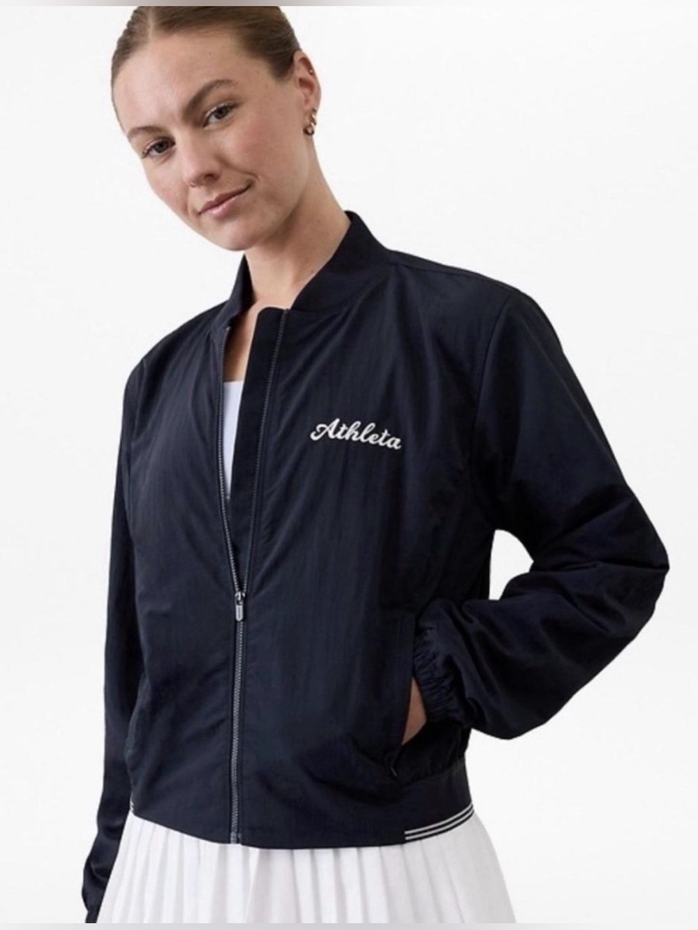 ✨Athleta Bomber White Jacket✨